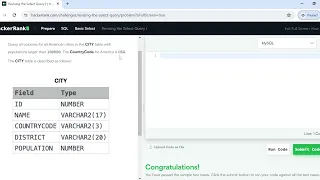 Revising Select Query 1 HackerRank SQL Questions solutions