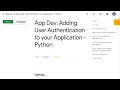 App Dev Adding User Authentication to your Application Python GSP186