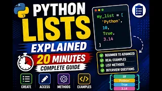 Python Lists Explained in 20 Minutes Complete Beginner to Advanced Guide Python crash course 9