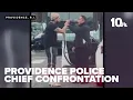 shows confrontation between Providence police chief man after car crash