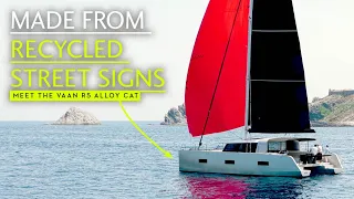 An original prospect, the Vaan R5 is a luxury catamaran built from recycled, circular materials