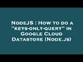 NodeJS How to do a keys-only-query in Google Cloud Datastore Node js