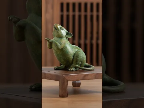 Bronze Ornament Mouse Sculpture Realistic Brass Rat Statue Brass Animal Decor for Desktop Display