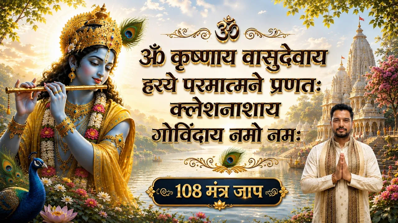 Krishna Mantra - Om Krishnaya Vasudevaya Haraye Paramatmane 108 Times | Bhakti Song | #trending