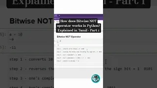 How does Bitwise NOT operator works in Python Explained in Tamil - Part 1