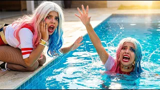 ERA PRA SER SÓ UM DIA NA PISCINA MAS A IRMÃ GÊMEA DA ARLEQUINA APARECEU!!