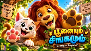 🐱🦁 பூனையும் சிங்கமும் | Poonaiyum Singamum | Tamil Kids Cartoon | Funny Animal Stories