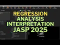 Simple and multiple linear regression with interpretation and report on JASP 2025