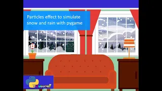 Python programming one minute of pygame particles example snow and rain