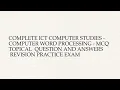 Complete ICT COMPUTER STUDIES - COMPUTER WORD PROCESSING