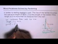 29 Word Problem Length of Ladder Quadratic Equation