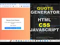 Build a Random Quote Generator Using JavaScript Beginner HTML CSS JS Project Tutorial