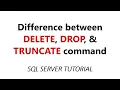 Difference between DELETE DROP and TRUNCATE command in SQL Server