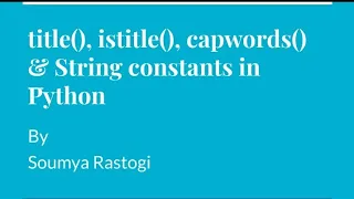 title istitle capwords string constants in Python