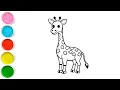 How To Draw Cute Giraffe Drawing Painting Coloring For Kids and Toddlers - Child Art