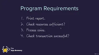 Introduction Requirements for the Coffee Machine Project The Complete Python Pro Bootcamp