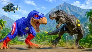 CAPTAIN AMERICA T-Rex vs BATMAN T-Rex The Most EPIC Dinosaur Battle