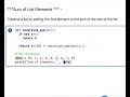 Python Code to find sum of elements in a list using Recursion