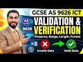 Validation Verification Explained Data Validation Rules Cambridge AS Level IT 9626