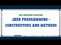 JAVA Programming - Constructors and Methods MCQ Questions