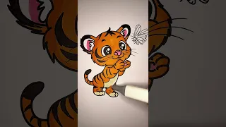 Cute baby tiger coloring page