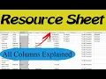 Resource Sheet in Microsoft Project sheet sheet columns explained