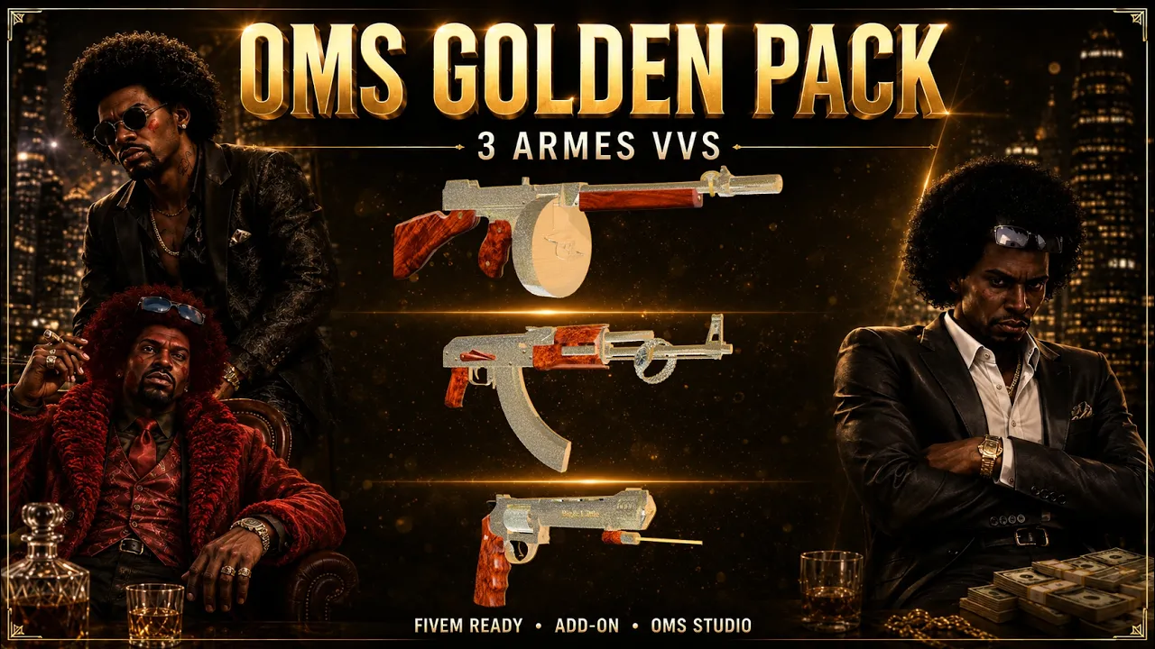 OMS Golden Pack — 3 VVS Gold Add-On Weapons | FiveM Ready