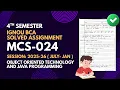 MCS-024 Object Oriented Technologies and Java Programming 4th Semester BCA SOLVED ASSIGNMENT