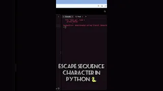 Escape Sequence Character in Python programming coding language
