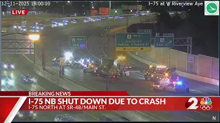 I-75NB shut down due to crash
