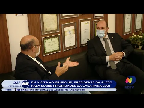 Presidente da Alesc fala sobre prioridades do legislativo para 2021 em visita ao Grupo ND