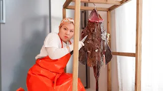 흑백요리사 나무거치대 직접 제작해서 아구 손질해보기