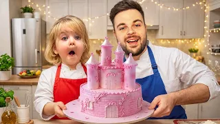 We Tried Making a GIANT Princess Cake! 👑 (Daughter & Daddy)