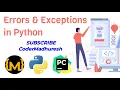 Errors and Exceptions in Python in Hindi Python Lecture 31 TypeError EOFError RuntimeError