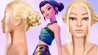 ZOEY’S Braided Buns Step By Step 💜 K-POP DEMON HUNTERS 💜 Hairstyles for Beginners w/ ZERO Experience