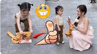 Cute Baby Finds Money And Waits For The Owner#funny videos#cute baby