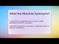 What Are Absolute Synonyms - Learn As An Adult