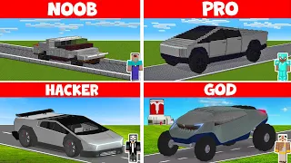 Minecraft NOOB vs PRO vs HACKER vs GOD - TESLA CYBERTRUCK CAR HOUSE BUILD CHALLENGE