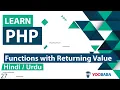 PHP Functions with Returning Value Tutorial in Hindi Urdu