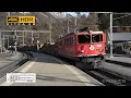 2018-11 [4K]  Bahnhof Reichenau-Tamins on the platform, 16 RhB trains in 21 min in stunning 4K!