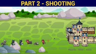 PyGame Castle Defender Game Beginner Tutorial in Python - PART 2 Aiming at the Mouse Shooting