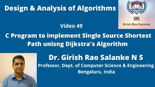 49 C Program to implment Dijkstra s Algorithm to find shortest path from a given source vertex