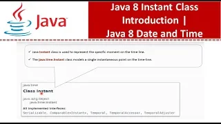 Java 8 Instant Class Introduction Java 8 Date and Time Java Date and Time