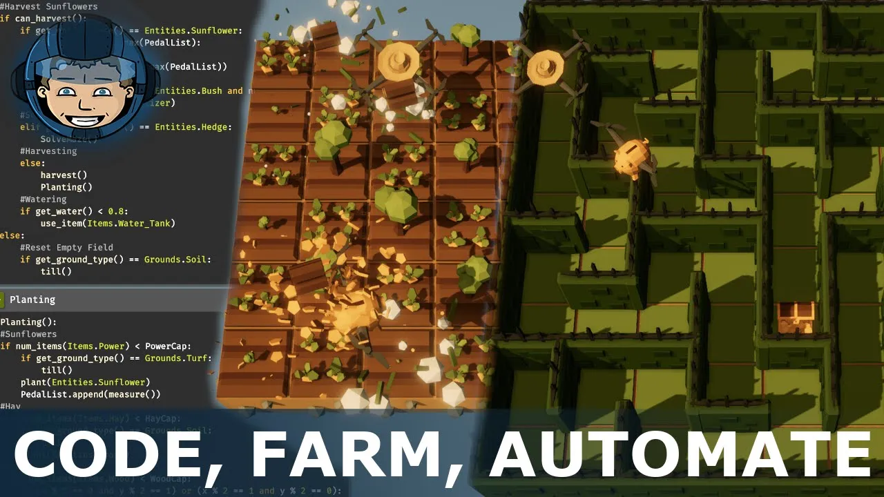 CODE, FARM, AUTOMATE: The Farmer Was Replaced - Programming a Drone (Video Game)
