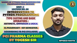 Python Variables and Data Types Lecture-6 Python for Pharmaceutical Sciences PCI Syl B Pharm 1st sem