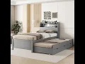 Harper Bright Designs Twin Storage Bed Frame with Trundle Drawers Bookcase Headboard Wooden K