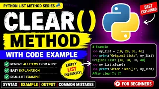 Lec 11 Python clear Method Explained Remove All Items from a List