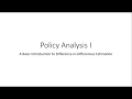 Policy Analysis I Difference-in-Differences Estimation