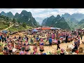 Hmong Highland Market in Northwest Lao Cai Vietnam Selling Dogs and Clean Agricultural Products