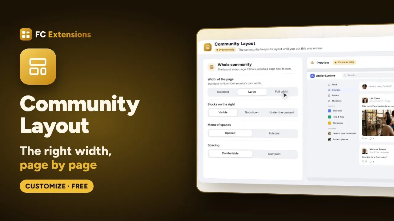 Community Layout for FluentCommunity: the right width for every page